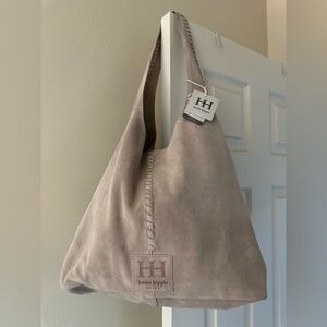 NWT HAUTE HIPPIE Taupe Suede Hobo Bag